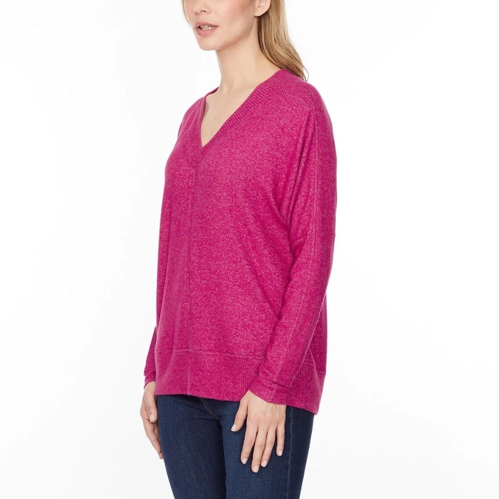 Buffalo David Bitton Raspberry V-Neck Knit Sweater Large Soft Ribbed